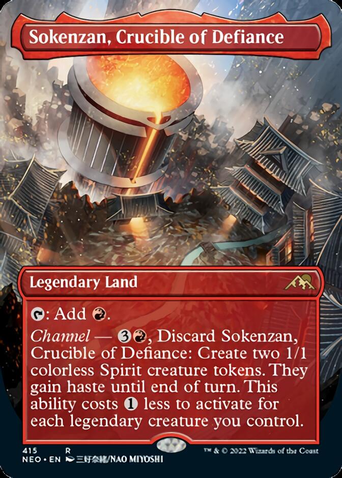 Sokenzan, Crucible of Defiance (Borderless Alternate Art) [Kamigawa: Neon Dynasty]