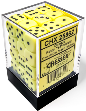 Chessex: Opaque Pastel 12mm d6 Dice Block (36 Dice)