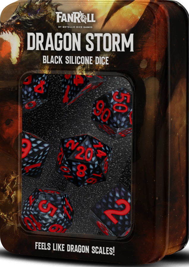 FanRoll: Dragon Storm - Black Silicone Dice