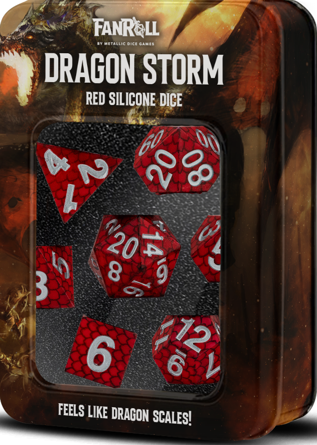FanRoll: Dragon Storm - Red Silicone Dice