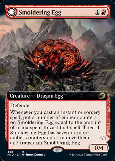 Smoldering Egg // Ashmouth Dragon (Extended Art) [Innistrad: Midnight Hunt]