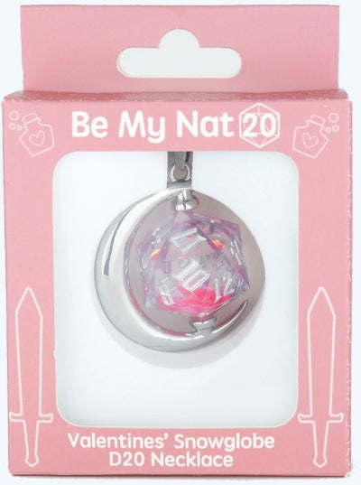 Be My Nat 20 - Valentines' Snowglobe D20 Necklace