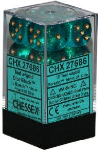 Chessex Borealis 12D6 Teal/Gold (CHX27686)