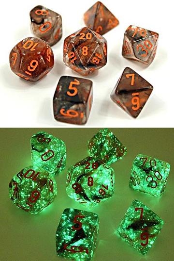Chessex Nebula 7-Die Set Copper Matrix/Orange