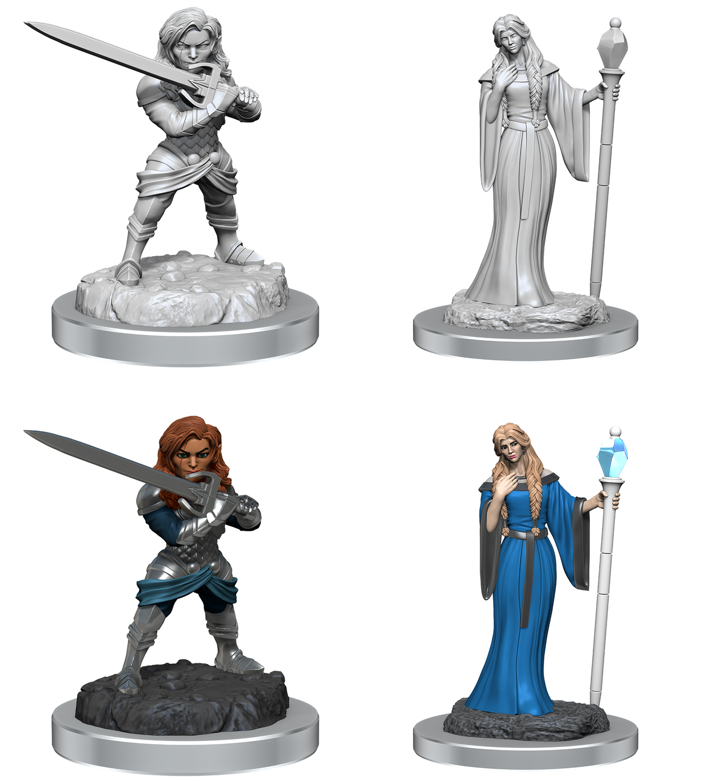 Critical Role - D&D Unpainted Minis WV3 Female Human Wizard & Halfling Holy Warrior